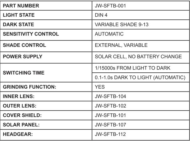 Javweld Welding helmet auto darkening JWSFTB-001