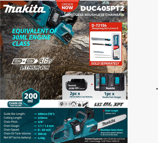 Makita DUC405PT2 Cordless Brushless Chainsaw