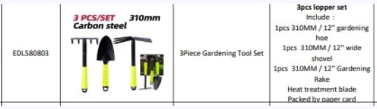 Deli 3PC Gardening Toolset 310mm Carbon Steel EDL580803