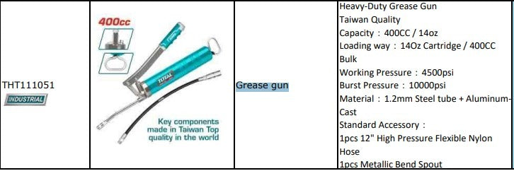 Total THT111051 400cc Manual Grease Gun