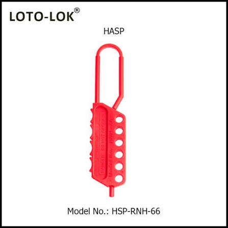 LOTO-LOK Nylon Hasp Non-Conductive 6-Padlock HSP-RNH-66 in red