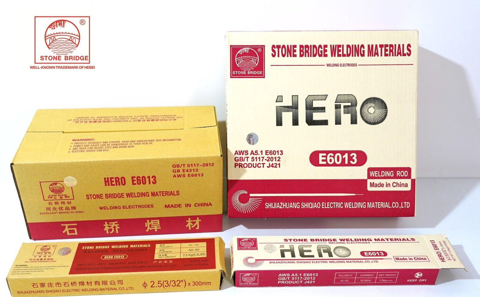 Hero Stone Bridge Welding rods are available in 2.5mm and 3.2mm.  These are high quality welding electrodes that can be used in any position whether vertical or horizontal making welding activities easy for welding professionals