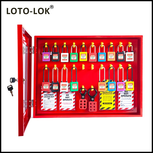 Lockout Station 20 Padlock H/D Steel with Clear Lockable Cover - Red