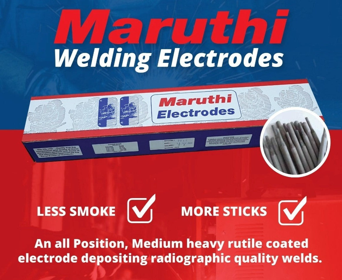 We stock Maruthi Welding Electrodes at our Ngong Tool Shop. We also supply the surrounding areas of Kiserian, Matasia, Karen, Lenana, Dagoretti Corner and Dagoretti Market.  Maruthi rods provide easy arc striking and restriking as well as stable arc.