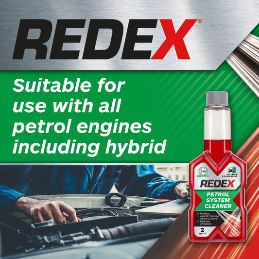 REDEX petrol system cleaner compatible with petrol engines, including hybrids