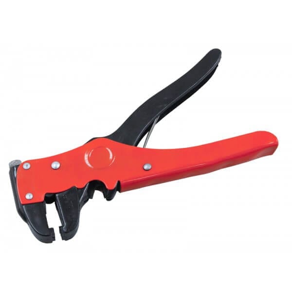 Wire Stripper: An electrician's portable hand held tool used for removing protective coating of an electric wire in order to replace or repair the wire.