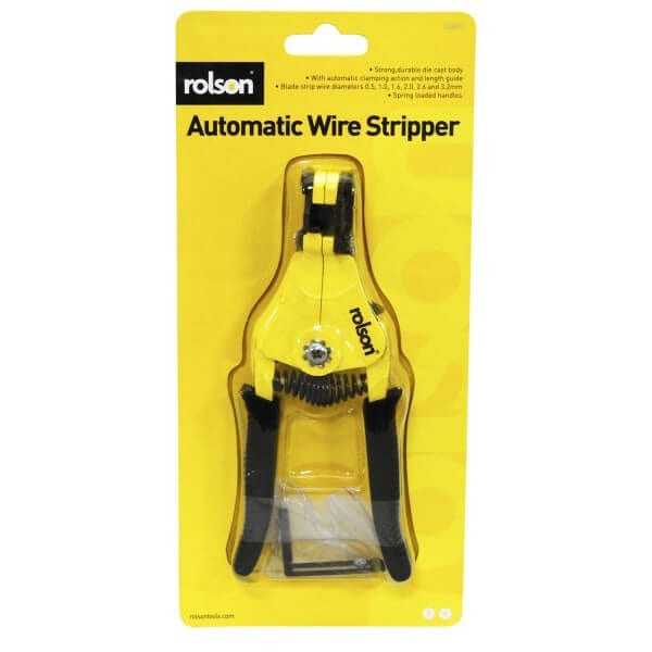 This Rolson wire stripper strips 0.5, 1.2, 1.5, 2.0, 2.6, and 3.2mm 