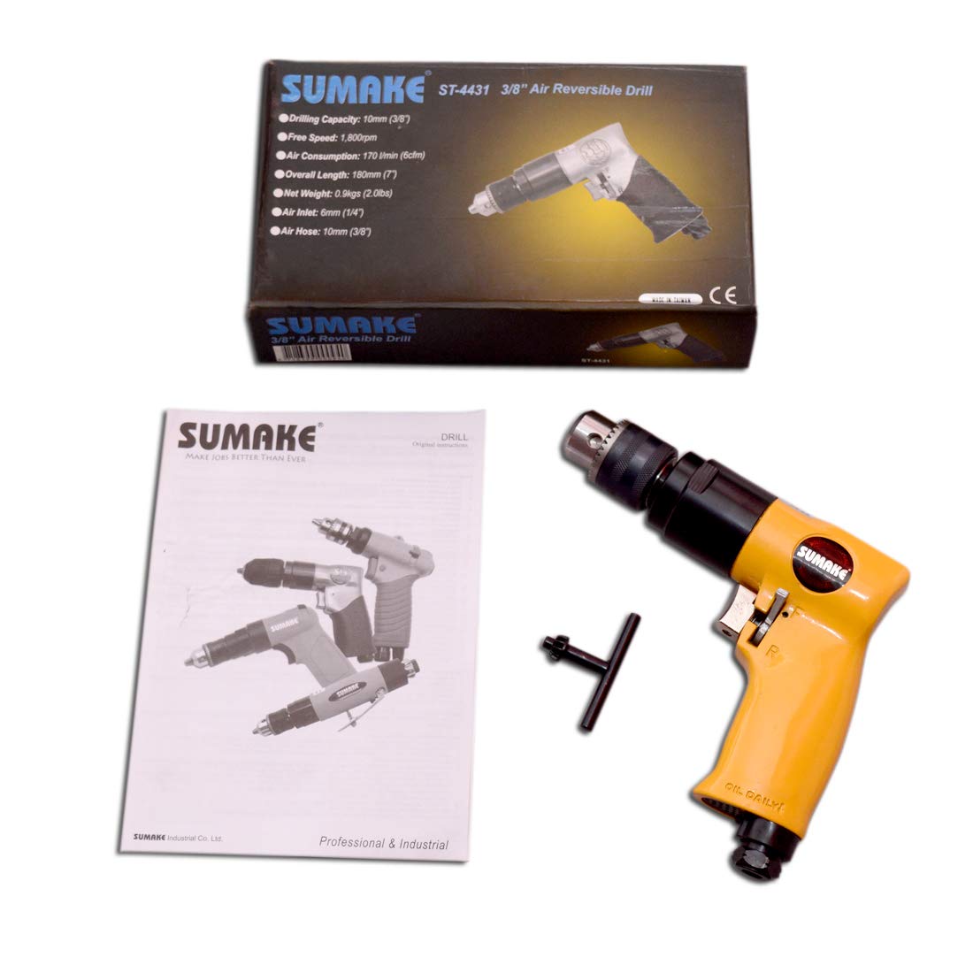Sumake Revercible Drill Sumake ST-4431 3/8'' Air Reversible Drill - Professional Pneumatic Tool ...