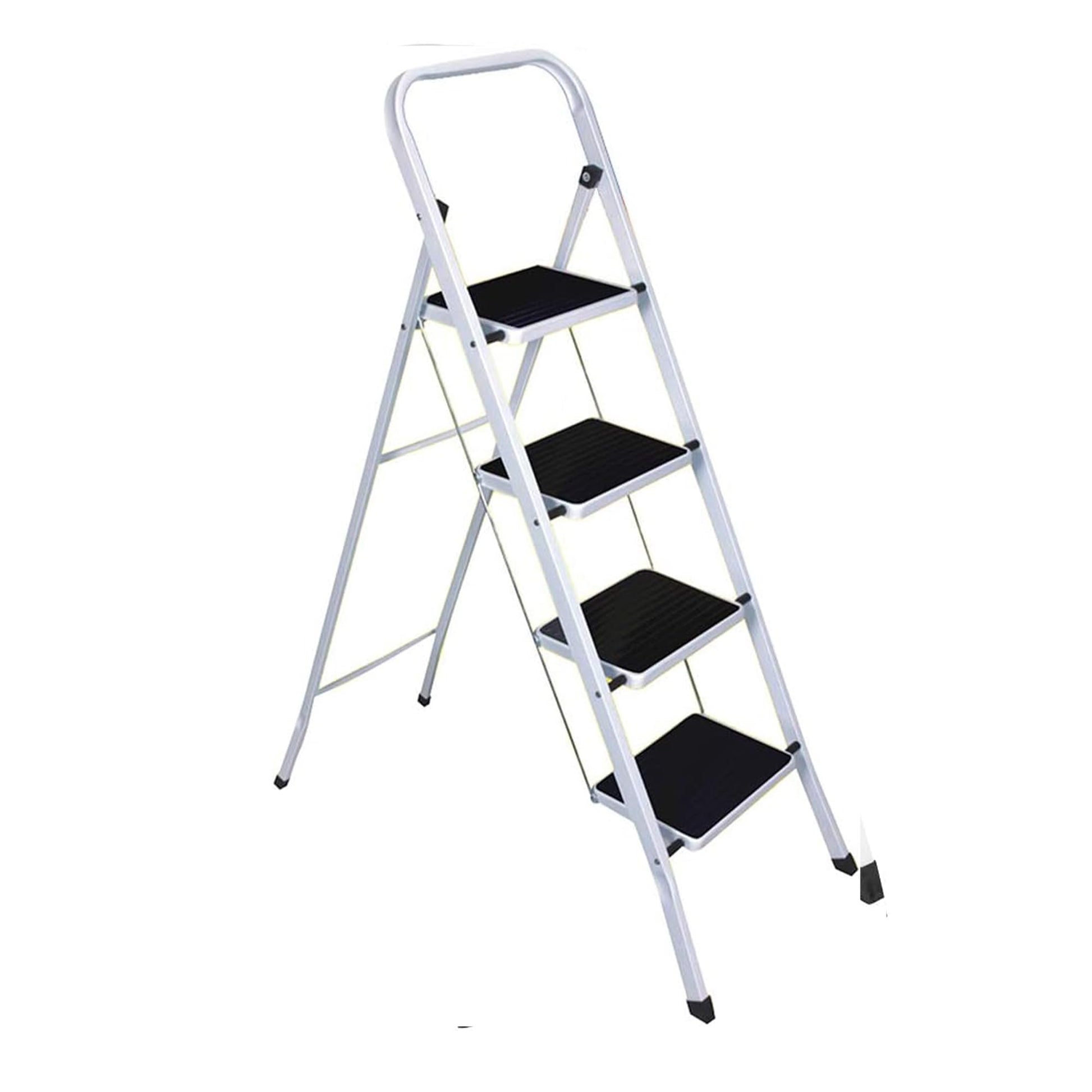 Four-step ladder with black platforms on a white background