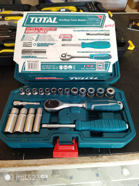 TOTAL 20PC 1/4'' Socket Set THT141201