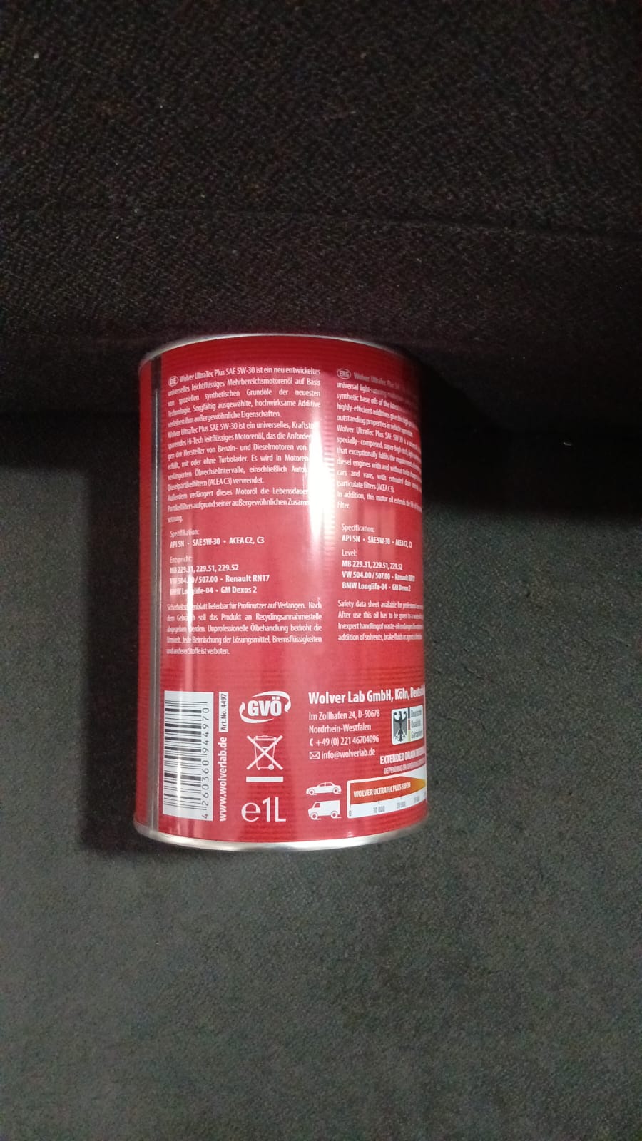 Wolver 1L 5W-30 Ultra Tec Plus Engine Oil