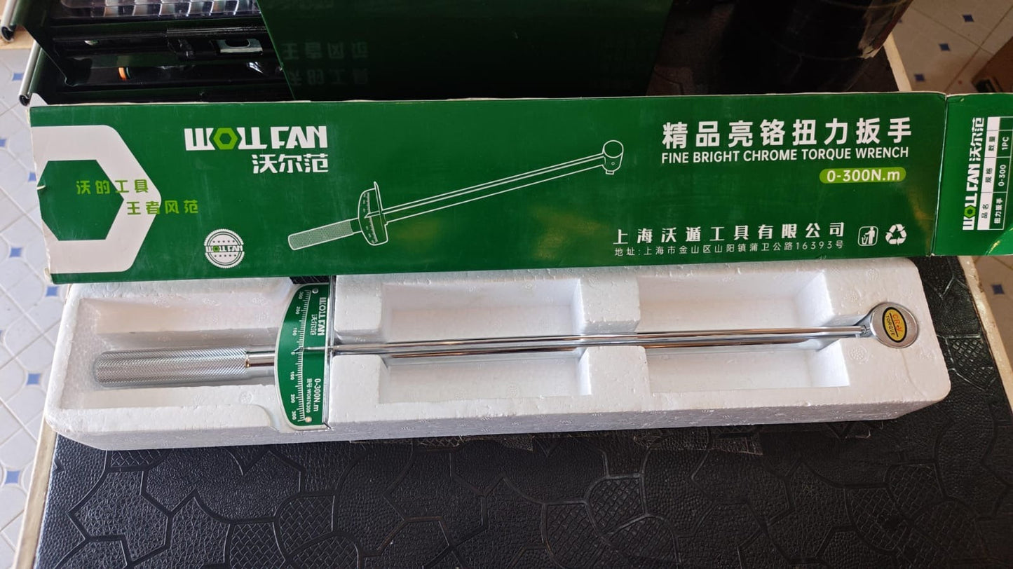 WollFan Fine Bright Chrome Torque Wrench 0-300N.m in box