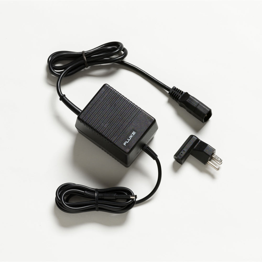 Fluke power adapter with attached cables and separate mains plug adapter