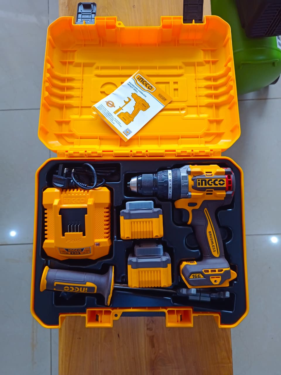 Ingco CIDLI201668 20V Brushless Cordless Impact Drill Set