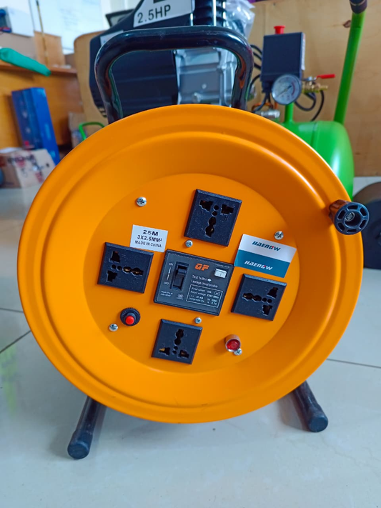 25M 3-Core Extension Reel with Built-In Circuit Breaker