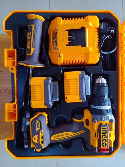 Ingco CIDLI201668 20V Brushless Cordless Impact Drill Set