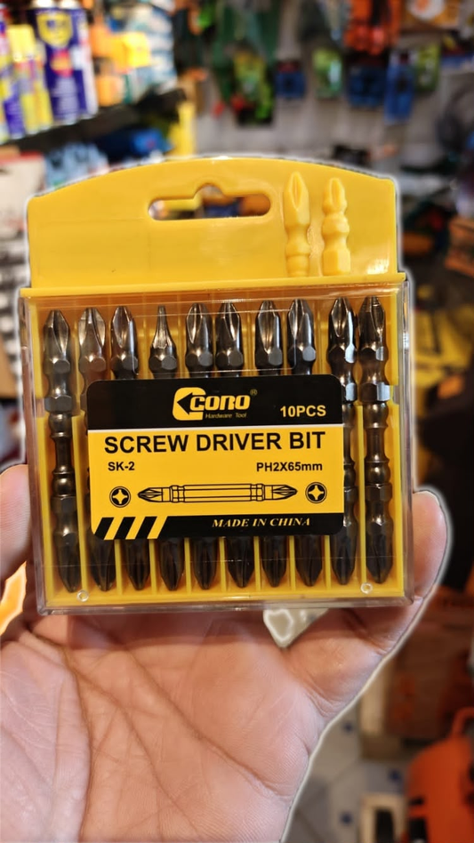 Cono 10-piece PH2x65mm screwdriver bit set SK-2 in yellow carry case
