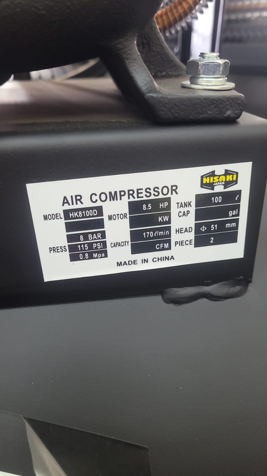 Hisaki HK8100D 100L Diesel Powered Air Compressor 8.5HP