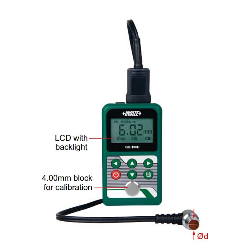 Insize Ultrasonic Thickness Gauge 0.8–300mm ISU-100D