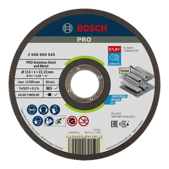 Bosch PRO Stainless Steel & Metal Bonded Cutting Disc 4.5" Inox