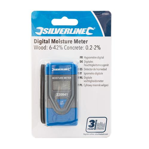 Silverline Digital Moisture Meter 6-42% Concrete: 0.2-2%