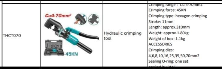 Total Hydraulic Crimping Tool THCT070 - product view with case