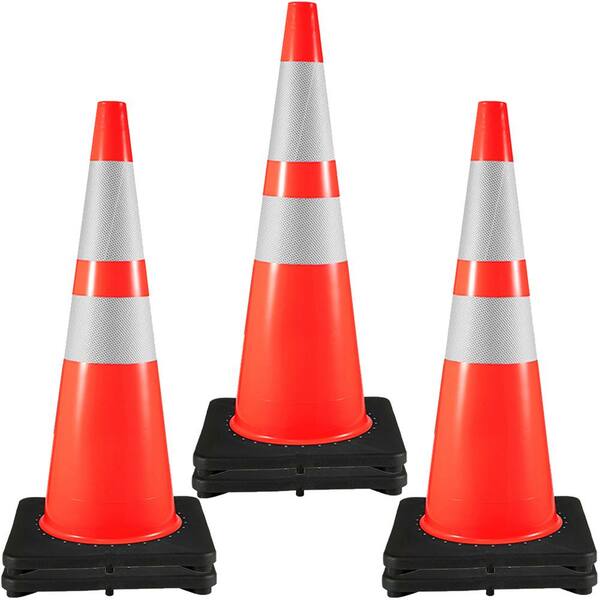 Traffic Cone Black Base 30" Red & White TC012