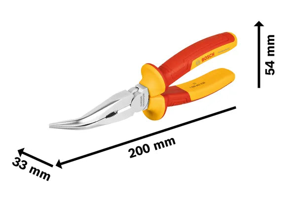 Bosch VDE Long Nose Plier Bent 40° 200mm