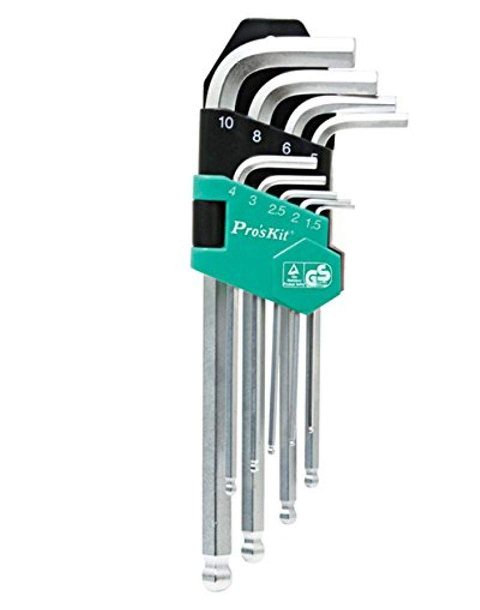 Pro'skit Hex Long Arm Ball Ended 9PCS Set 1.5-10mm HW-229B