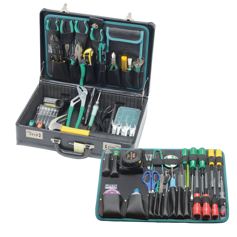 Pro'sKit 1PK-1700NB Tool Kit contains a full set of professional tools in a carrying tool case.