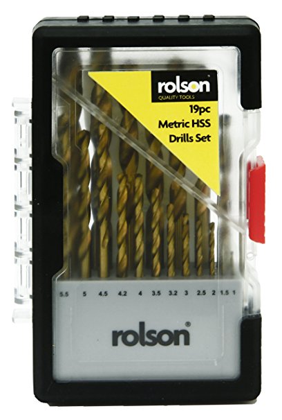 Rolson 19pc Titanium Drill bit set 1-10mm