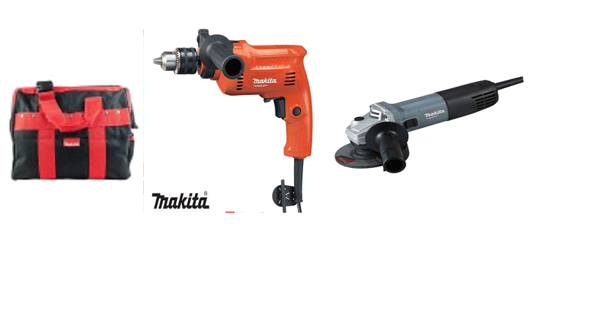 Makita angle grinder 1/2 inch+Hammer drill 16mm + toolbag