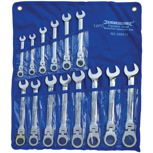 Silverline ratchet combination spanner 14 pc set